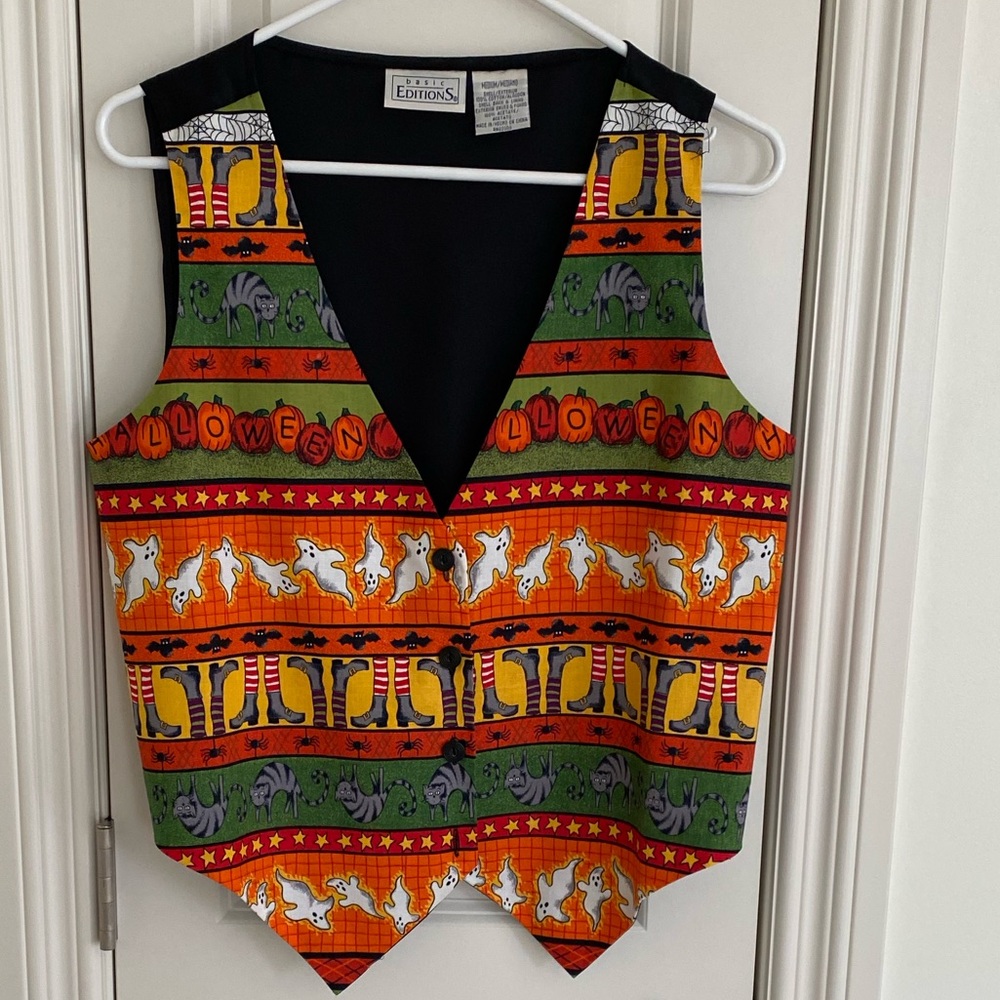 Halloween Themed Vest with Ghosts and Cats